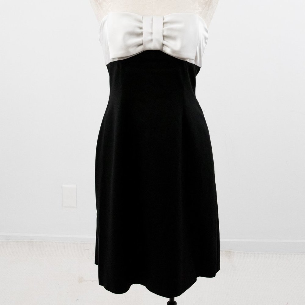 WHBM 6 Bow Strapless Colorblock Party Dress Black